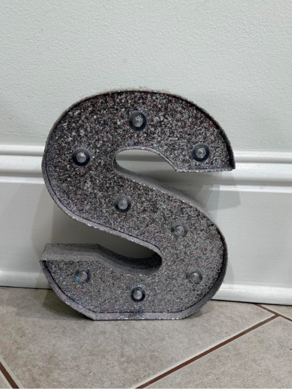 Silver Glitter LED marquee letter